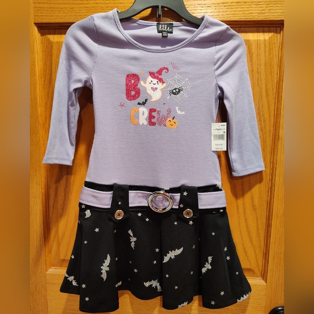 Lilt Spooky Glitter Halloween Dress, 6/6X, Purple And Black